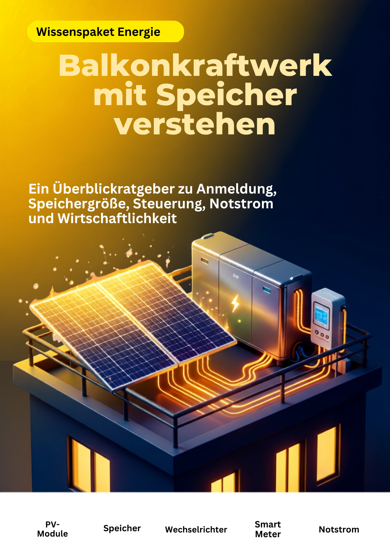 Balkonkraftwerk mit Speicher verstehen: Ein Überblickratgeber zu Anmeldung, Speichergröße, Steuerung, Notstrom und Wirtschaftlichkeit